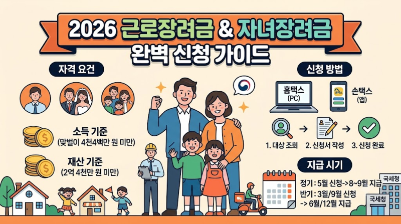 2026년 근로장려금 신청 방법 및 자격 요건 완벽 정리 (홈택스·손택스)