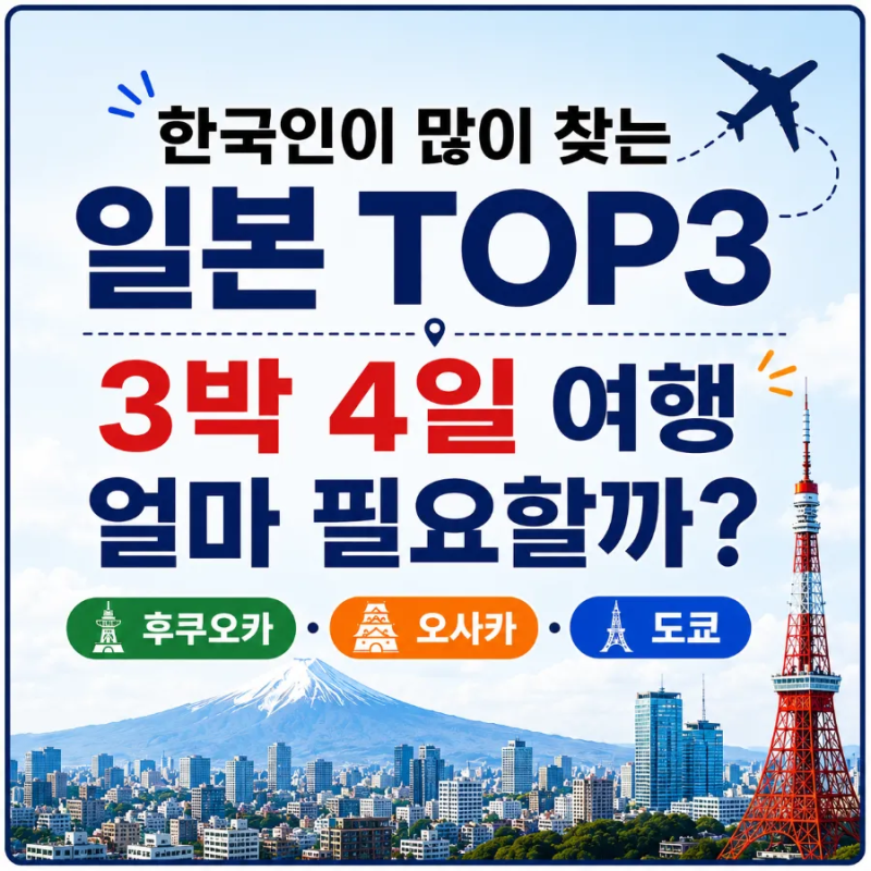일본 3박4일 여행비용 총정리｜후쿠오카 오사카 도쿄 경비·추천코스