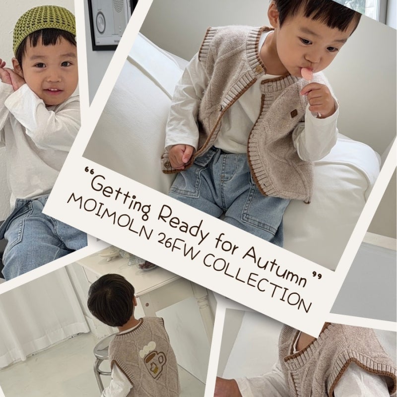 [모이몰른 26FW 신상] 31개월 남아 가을옷, 등원룩 추천｜케이블 니트 베스트 + 바우 데님 청바....