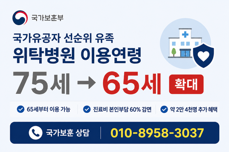 국가유공자 혜택·자격·등록·등급, 선순위 유족 위탁병원 65세 확대·국가유공자 진료비 60% ....