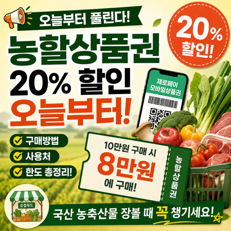 농할상품권 20% 할인 오늘부터 풀린다! 구매방법·사용처·한도 총정리