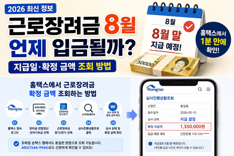 근로장려금 8월 언제 입금될까? 지급일·확정 금액 조회 방법