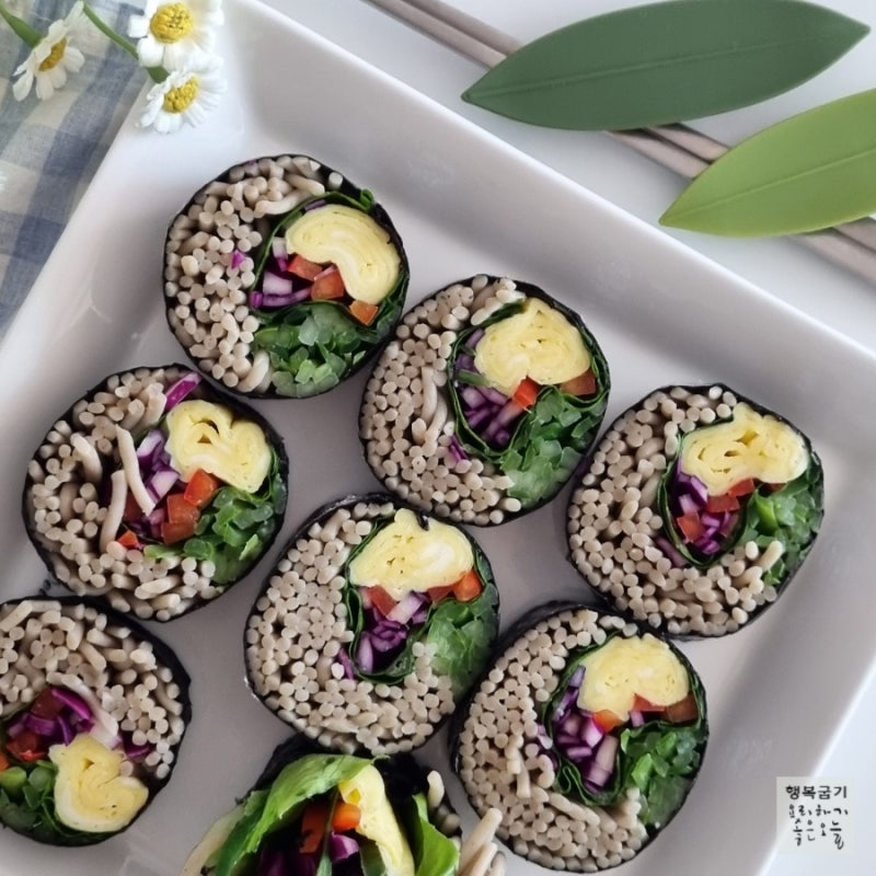 밥없는 메밀김밥 만들기 저칼로리 메밀면 요리 '쉽지않음'