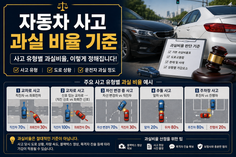 자동차 사고 과실 비율 기준, 100대0은 언제 인정될까? 사고 유형별 판단 방법