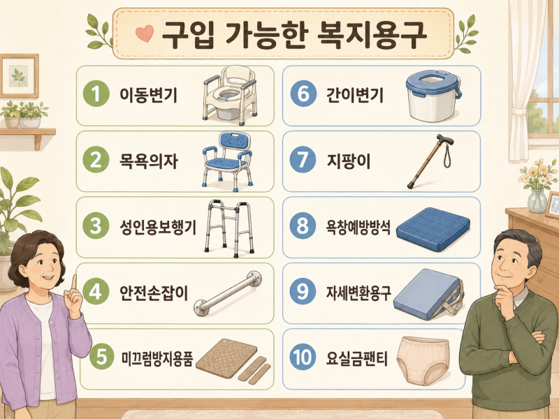 2026 장기요양 복지용구, 부모님 보행기·안전손잡이·침대 구입과 대여 어떻게 할까요?