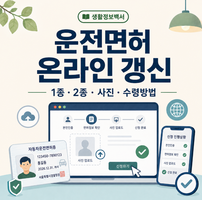 운전면허 온라인 갱신 방법｜1종·2종 신청조건·사진·수령까지