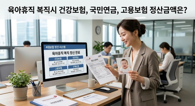 [업무 노하우] "육아휴직 복직시 건강보험,국민연금,고용보험 정산금액은?"
