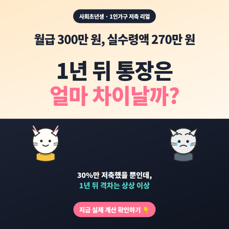 사회초년생 월급 300, 1년 뒤 통장 잔고는 얼마일까? (1인가구 현실 저축 비율 및 2026 청년미래....