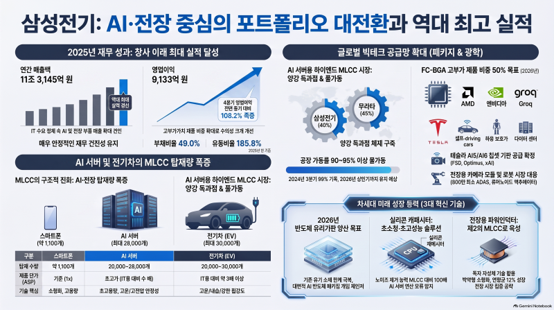 삼성전기(009150) 사업 구조 및 재무 실적 심층 분석: AI·전장 중심의 포트폴리오 대전환과 차....