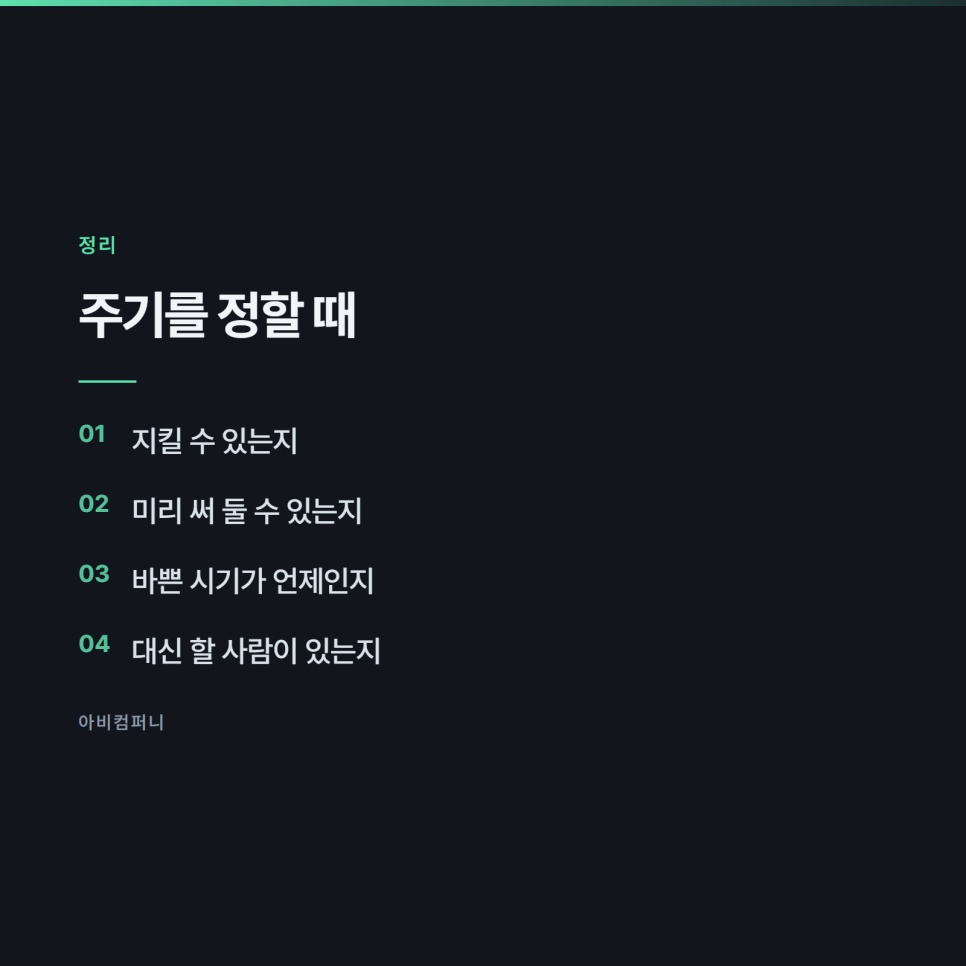 발행 주기를 정할 때 실제로 고려하는 것