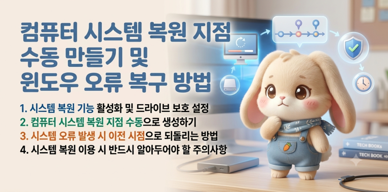 컴퓨터 시스템 복원 지점 수동 만들기 및 윈도우 오류 복구 방법