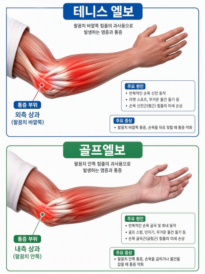팔꿈치 통증 스트레칭, 테니스 엘보일까? 골프 엘보일까?