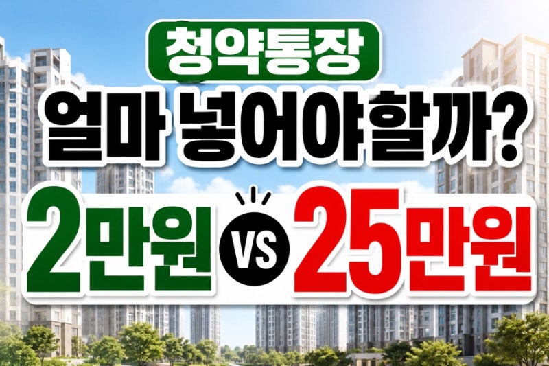 청약통장 금액 기준 얼마 넣어야할까? 2만원 25만원 추천