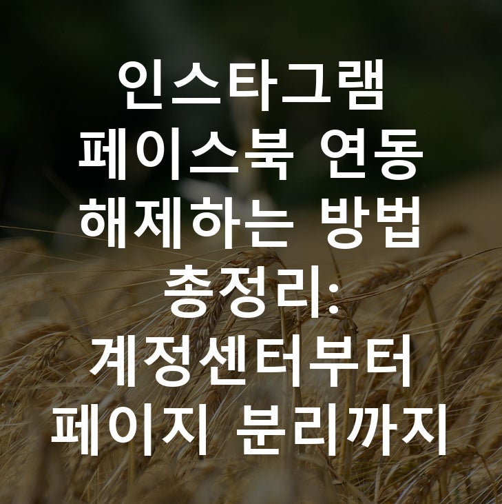 인스타그램 페이스북 연동 해제하는 방법 총정리: 계정센터부터 페이지 분리까지