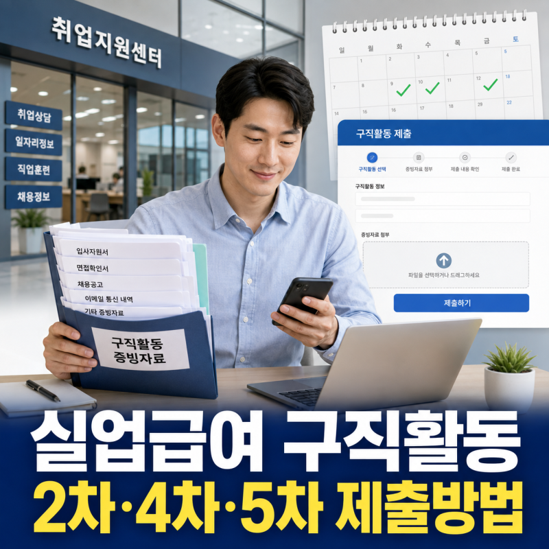 실업급여 구직활동 인정 제출 방법 및 회차별 총정리 (2차·4차·5차 서류 팁)