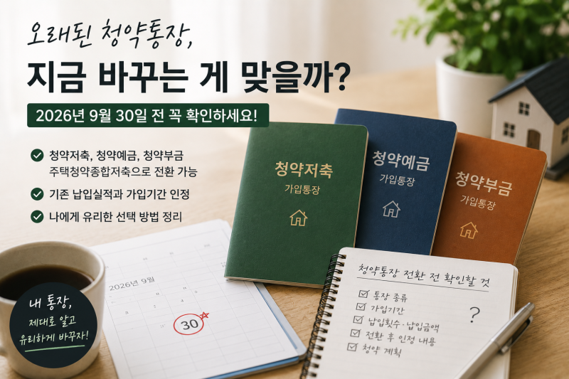 오래된 청약통장 바꿔야 할까? 2026년 9월 30일 전 확인할 것