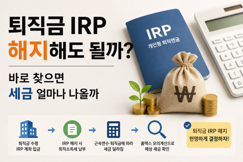 퇴직금 IRP 해지해도 될까? 바로 찾으면 세금 얼마나 나올까