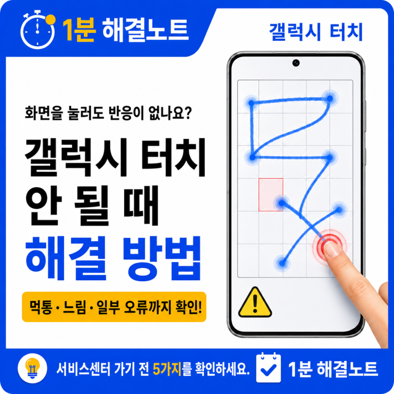 갤럭시 화면 터치 안 될 때 해결 방법｜터치 느림·일부 구간 오류