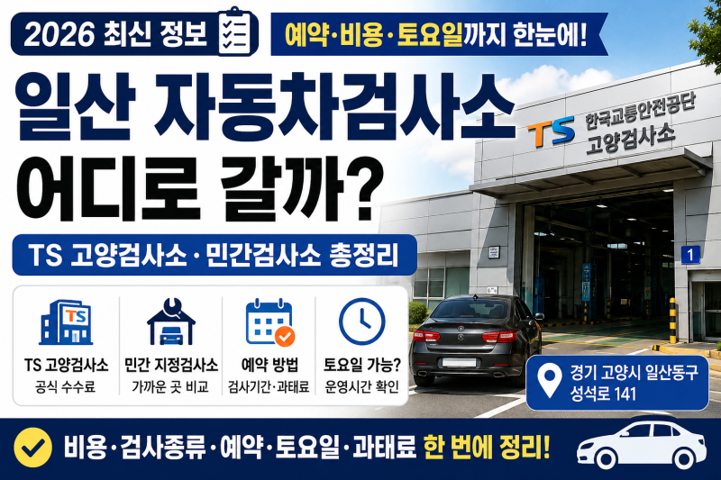 2026 일산 자동차검사소 어디로 갈까?｜TS 고양검사소·민간검사소·예약·비용·토요일 총정리