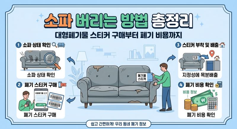 소파 버리는 방법 총정리 / 대형폐기물 스티커 구매부터 폐기 비용까지