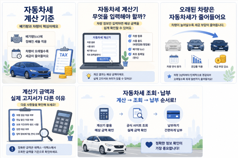 자동차세 계산기 사용법, 납부금액 조회하는 방법