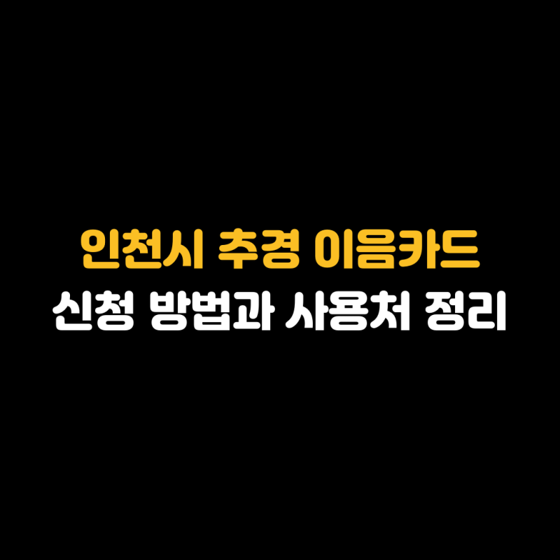 인천시 추경 이음카드 신청 방법과 사용처 정리