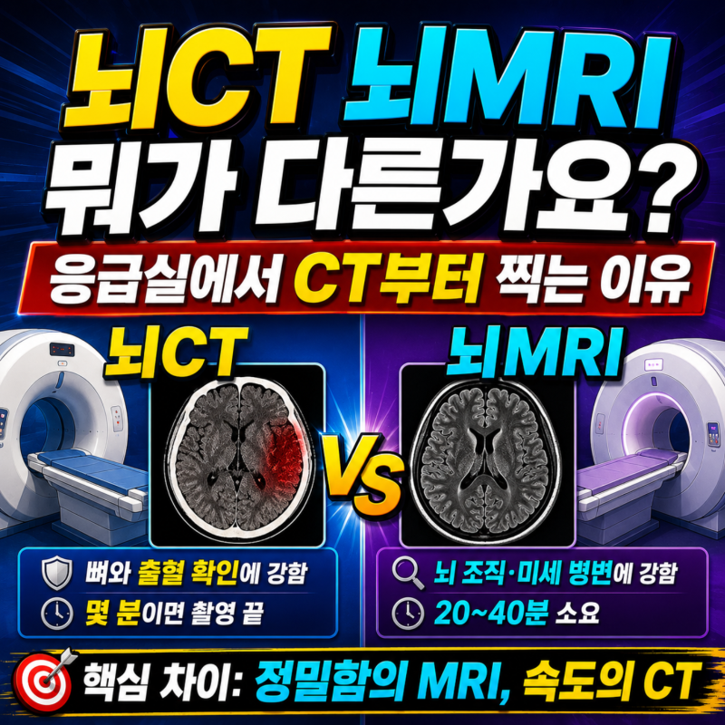 뇌CT 뇌MRI 뭐가 다른가요? 응급실에서 CT부터 찍는 이유
