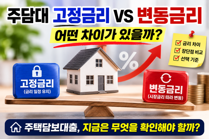 주담대 고정금리 변동금리 차이, 금리 오를 때 어떤 걸 확인해야 할까?