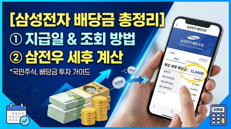 삼성전자 배당금 지급일 및 배당금 조회 방법 총정리 (삼전우 세후 배당금 계산)