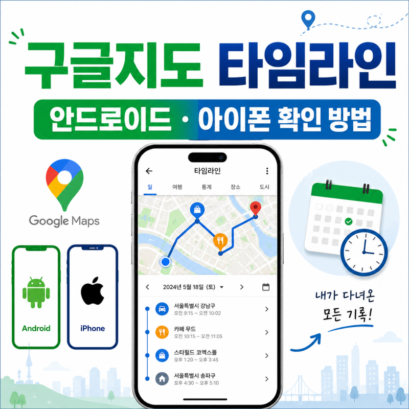 구글지도 타임라인 보는법, 안드로이드 아이폰 확인 방법