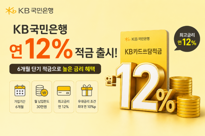 KB국민은행 연 12% 적금 출시! KB카드쓰담적금 가입조건·이자·우대금리 총정리