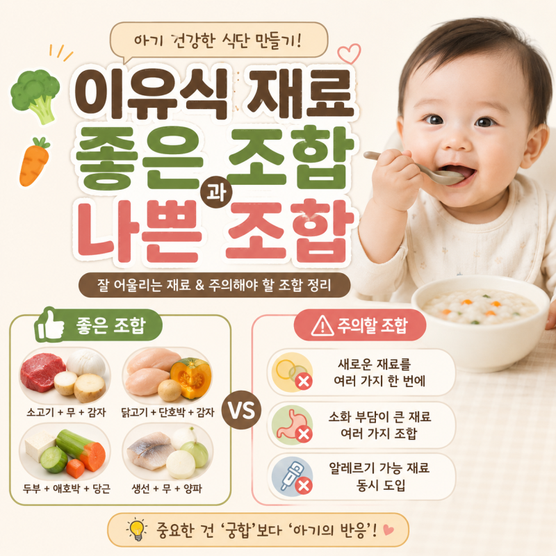 아기 이유식 재료 궁합 총정리｜같이 먹으면 좋은 재료 & 주의할 조합