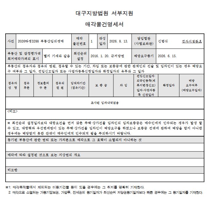 대구 달서구 아파트 경매 성서영남우방타운 2026타경3288 유찰 시 1억 2,670만원 사진 11