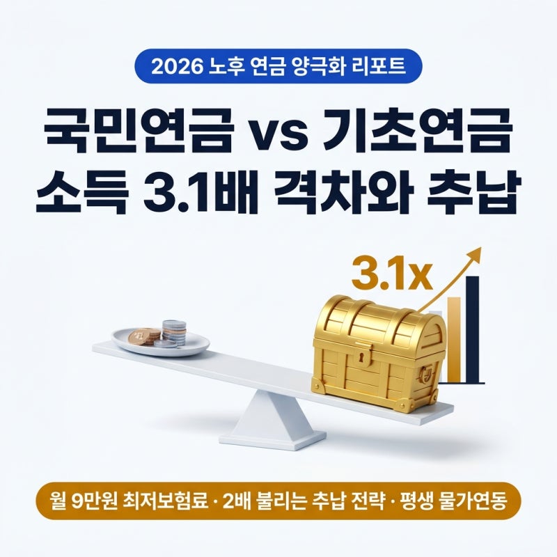 "같은 노인인데 월 3.1배 차이?" — 국민연금 vs 기초연금 소득 양극화와 월 9만원 추납으로 연....