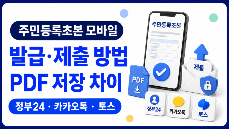 주민등록초본 모바일 발급·제출 방법｜정부24·카카오톡·토스 PDF 저장 차이