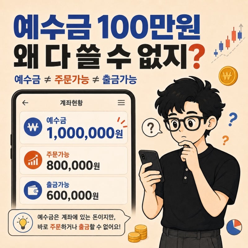 예수금 뜻, 계좌에 100만원 있는데 왜 다 쓸 수 없을까?