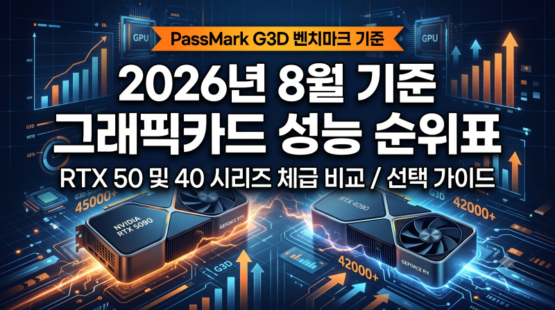 2026년 8월 그래픽카드 순위 성능표 보는 방법 (RTX 40 50 라데온 비교)