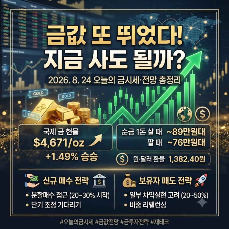 오늘의 금시세, 금값 또 뛰었다…순금 1돈 89만원, 지금 사도 될까? 금값 전망·매수 매도 시기....