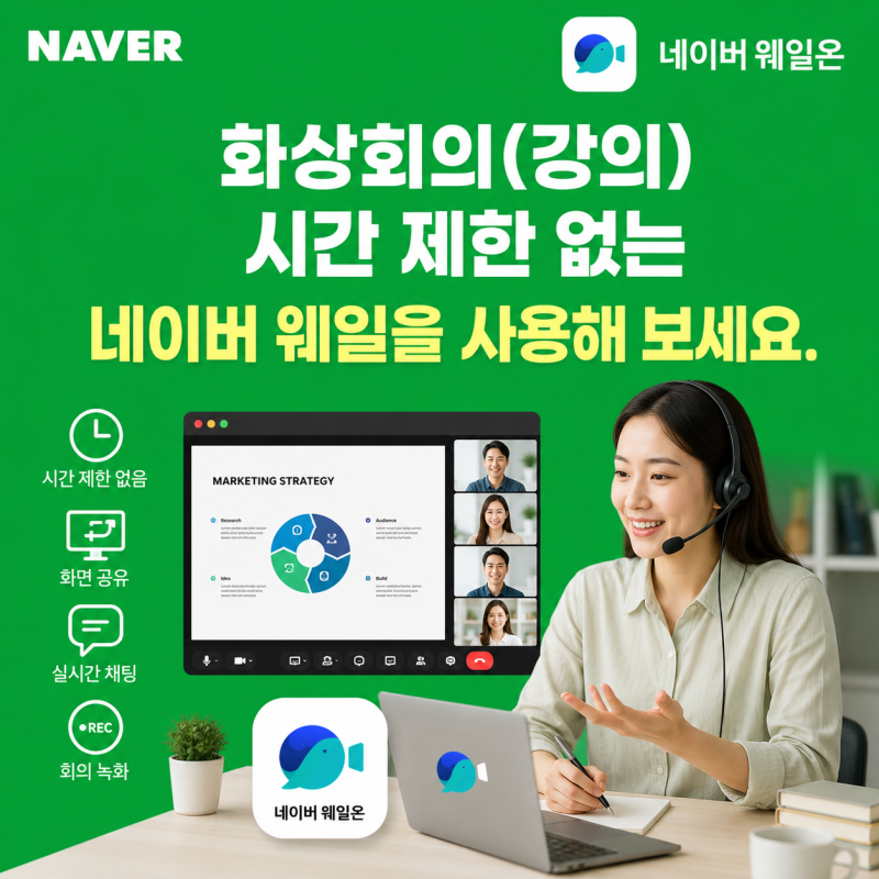 화상회의(강의) 시간제한 없는 네이버 웨일을 사용해 보세요.
