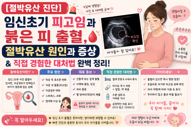 [절박유산 진단] 임신초기 피고임과 붉은 피 출혈, 절박유산 원인과 증상 & 직접 경험한 대처....
