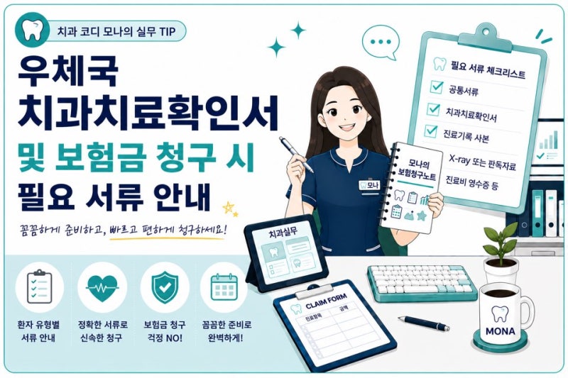 우체국 치아보험 청구서류 한눈에 정리! 치과치료확인서, 청구서 양식 첨부