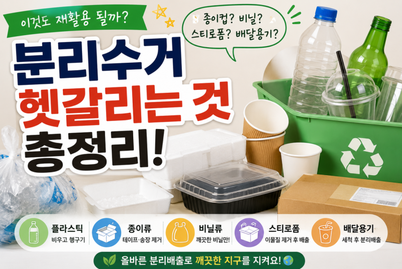 분리수거 방법 헷갈리는 것 총정리｜종이컵·비닐·스티로폼·배달용기 어떻게 버릴까?