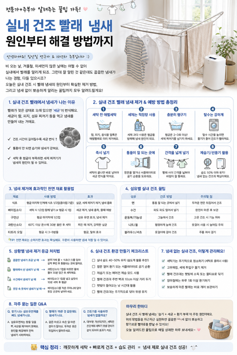 실내 건조 빨래 냄새 제거하는 방법 총정리!! 생활 꿀팁도 전수해드립니다!!