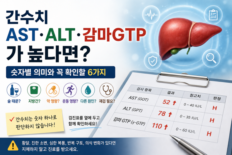 간수치 AST·ALT·감마GTP가 높다면? 숫자별 의미와 꼭 확인할 6가지