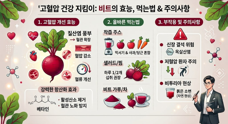 [붉은 생명의 채소, 비트의 놀라운 반전] 고혈압 잡는 효능부터 올바른 복용법·부작용 총정....