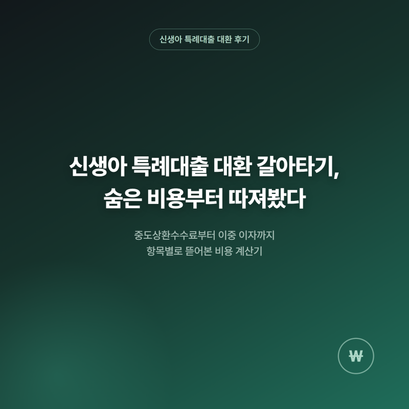 신생아 특례대출 대환 갈아타기, 숨은 비용부터 따져봤다