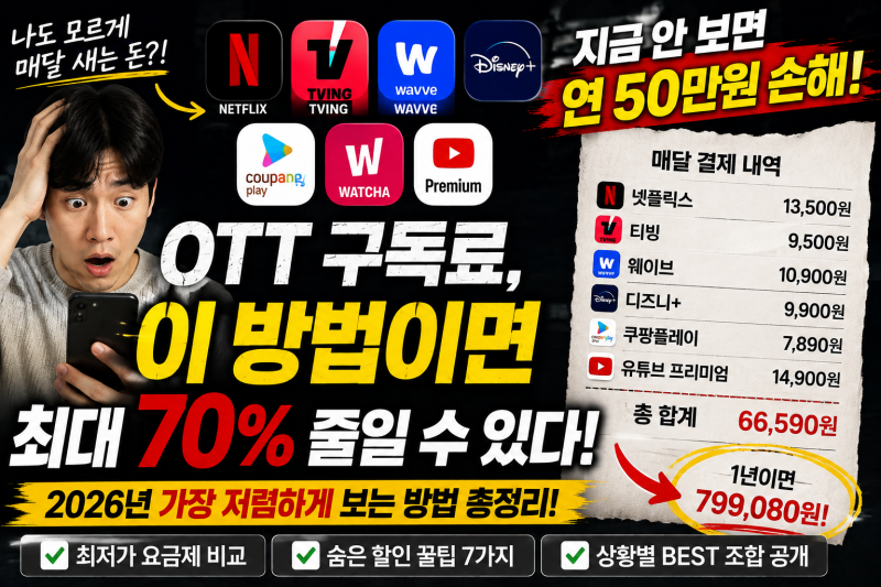 OTT 구독료 한 달에 얼마씩 내고 계세요? 2026년 가장 저렴하게 보는 방법 총정리