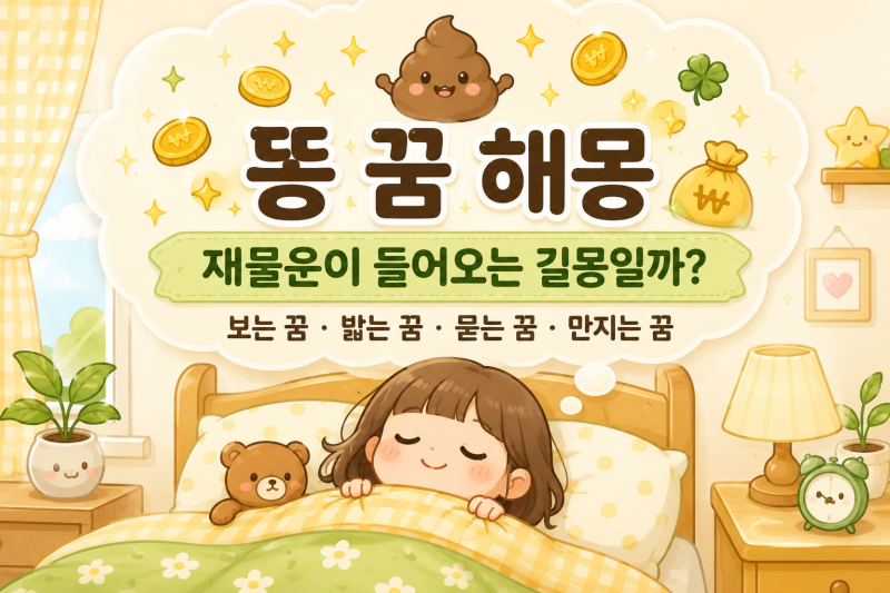 똥 꿈 해몽 똥 보는 밟는 묻는 만지는 꿈 재물운 길몽일까?