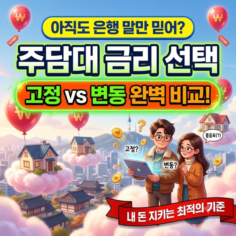 주택담보대출 고정금리 변동금리 비교 및 유리한 선택 기준 정리