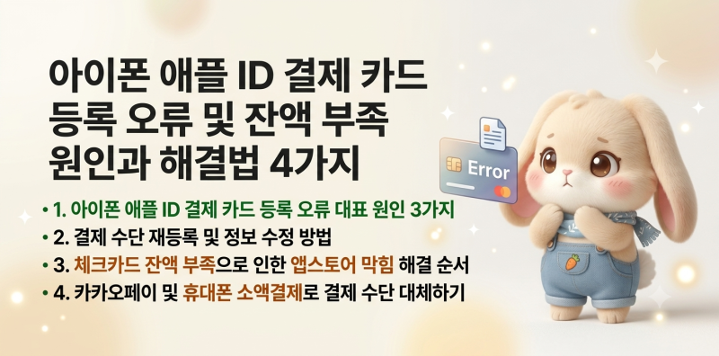 아이폰 애플 ID 결제 카드 등록 오류 및 잔액 부족 원인과 해결법 4가지